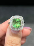 Natural Green Garnet Tsavorite 4.99ct Ring set with Natural Diamonds In 18K White Gold Singapore Gemstone Fine Jewelry
