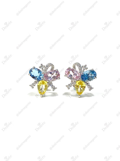 Natural Yellow Sapphire, Aquamarine & Morganite Earrings