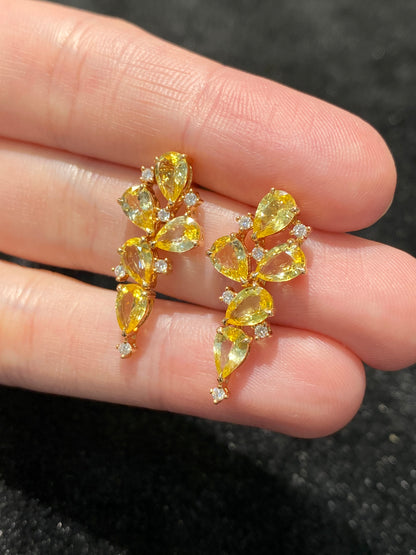 Natural Yellow Sapphire 4.05ct Earrings