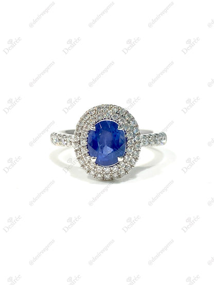 Natural Cornflower Blue Sapphire 1.57ct Ring