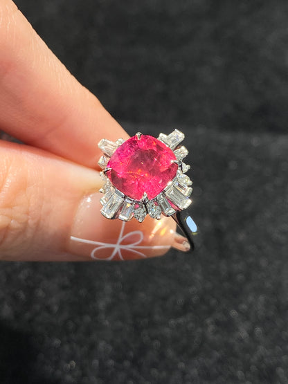 Natural Rubellite Tourmaline 3.74ct Ring