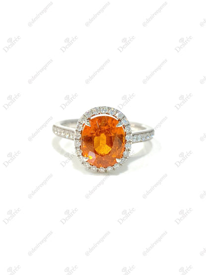 Natural Mandarin Garnet 3.37ct Ring