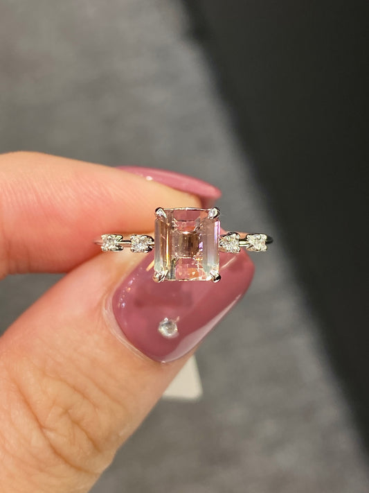 Natural Bi-color Tourmaline 1.11ct Ring