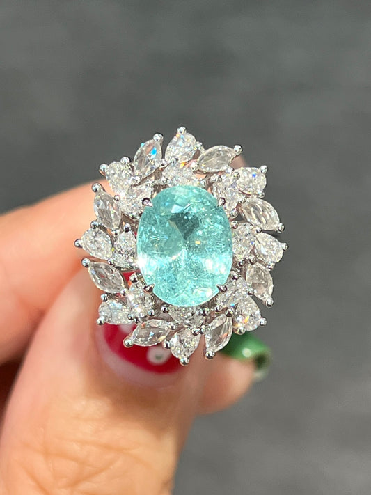 Natural Paraiba Tourmaline 3.74ct Ring