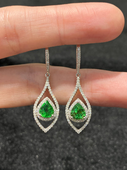 Natural Green Garnet (Tsavorite) 2.14ct Earrings