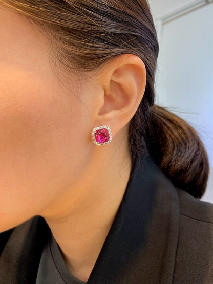 Natural Rubellite Tourmaline 6.12 Earrings