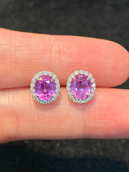 Natural Pink Sapphire Earrings 1.86ct