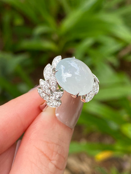 Natural Type A Icy Jadeite Ring