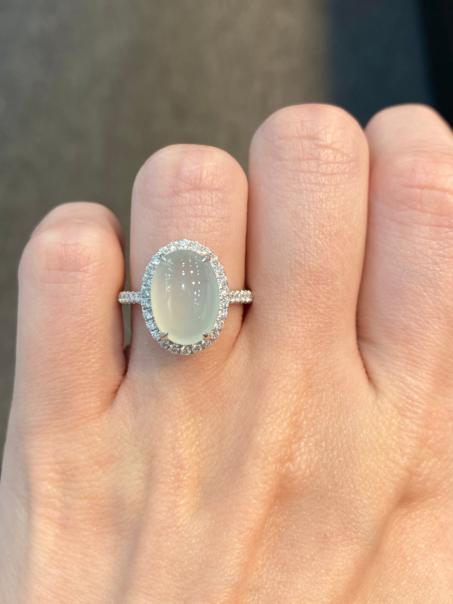 Natural Type A Icy Jadeite Ring