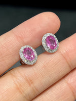 Natural Pink Sapphire Earrings 2.03ct Set With Natural Diamonds In 18K White Gold Singapore Fine Jewellery