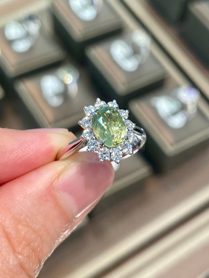 Natural Unheated Green Sapphire Ring 2.48ct