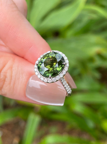Natural Green Tourmaline 4.04ct Ring