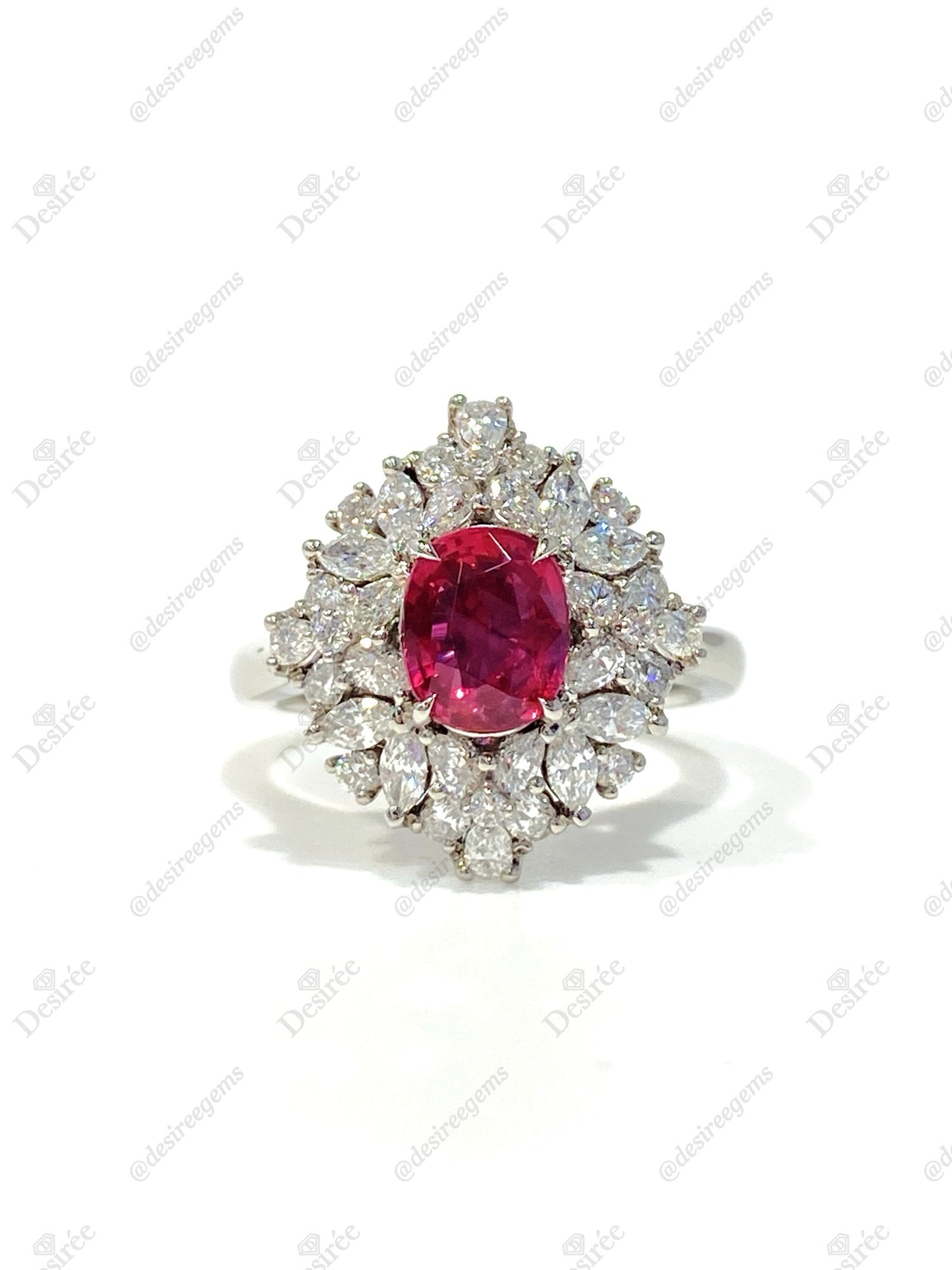 Natural Unheated Vivid Red Ruby 1.49ct Ring