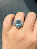 Natural Aquamarine 6.21ct Ring Set With Natural Diamonds In 18K White Gold Singapore Gemstone Fine Jewellery