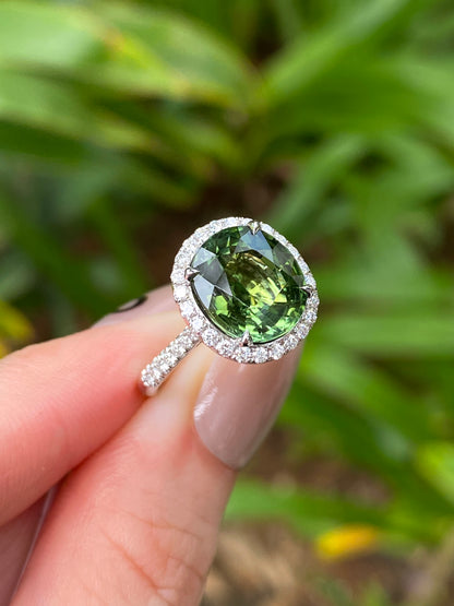 Natural Green Tourmaline 4.04ct Ring