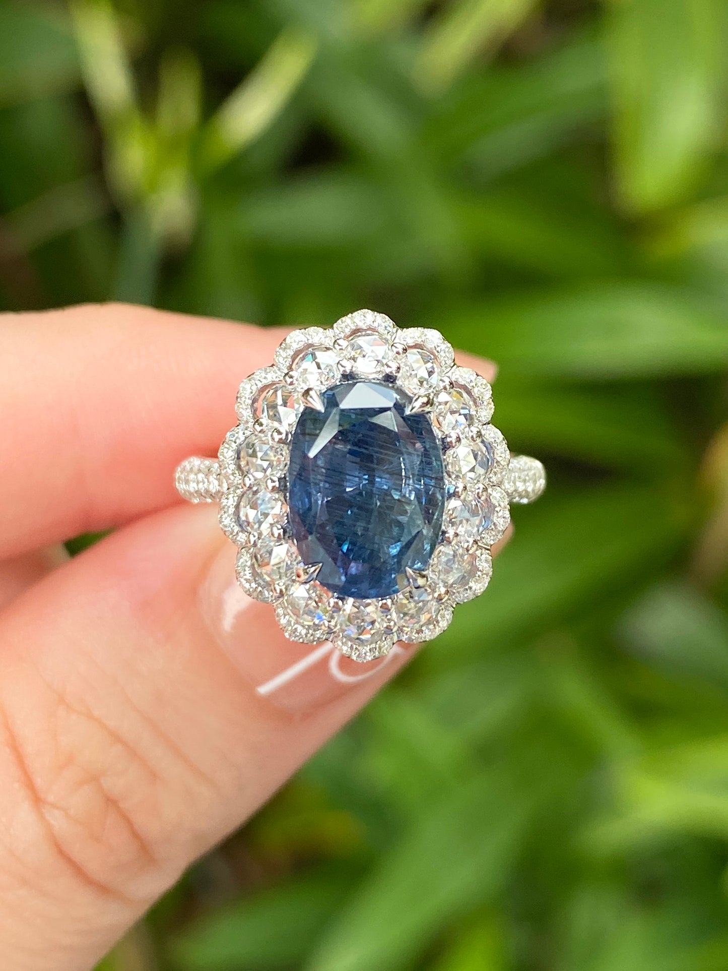 Natural Unheated Teal Blue Sapphire 5.01ct Ring