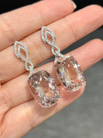 Natural Morganite 32.90ct Earrings Set With Natural Diamonds In 18K White Gold Singapore Gemstone Fine Jewellery
