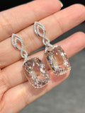 Natural Morganite 32.90ct Earrings Set With Natural Diamonds In 18K White Gold Singapore Gemstone Fine Jewellery