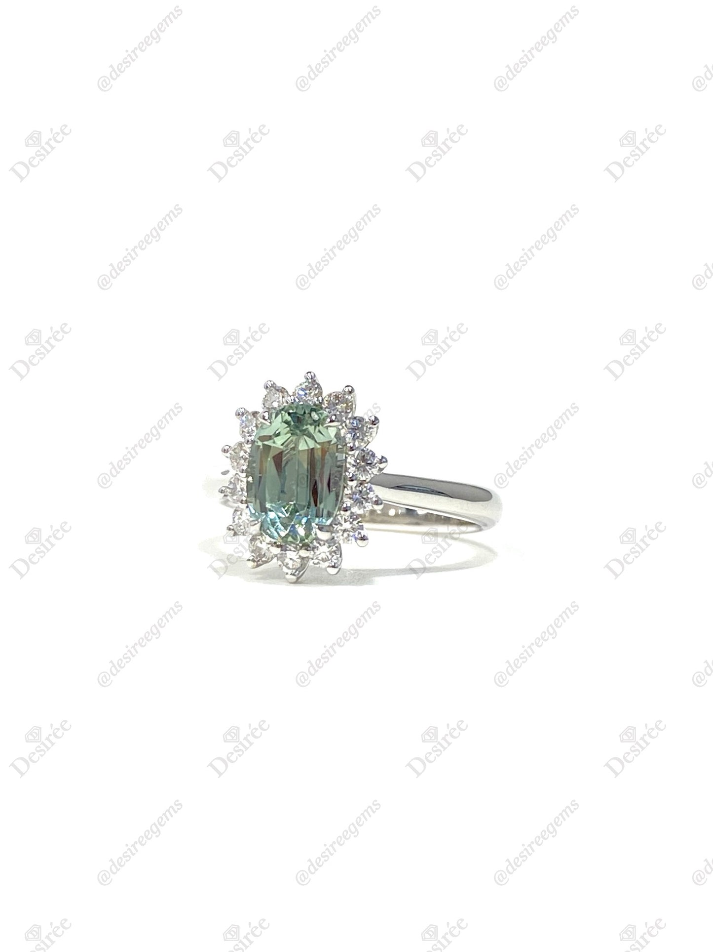 Natural Bluish Green Sapphire Ring 2.01ct