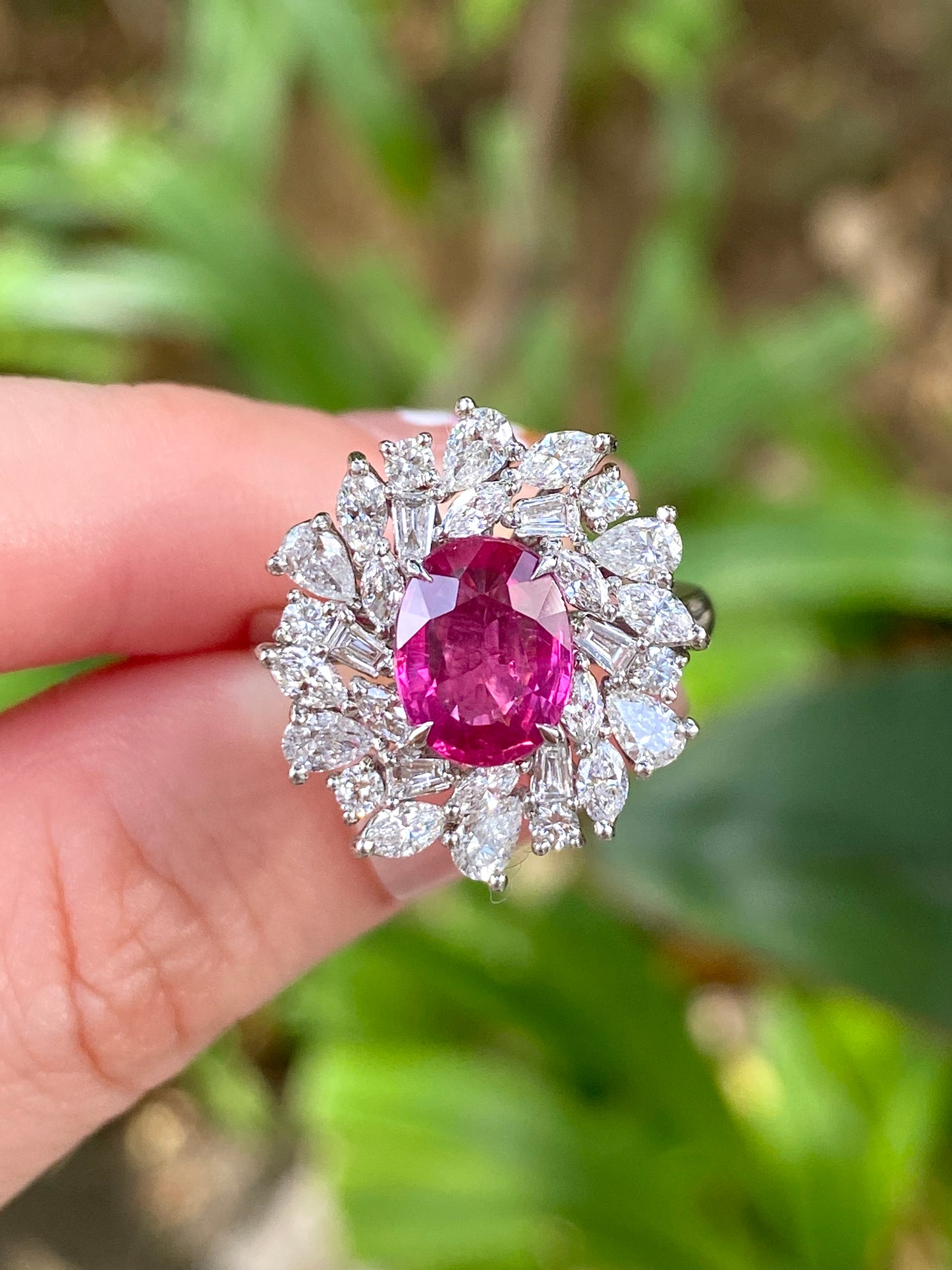 Natural Purplish Red Ruby 2.10ct Ring