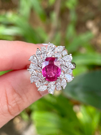 Natural Purplish Red Ruby 2.10ct Ring