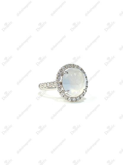 Natural Type A Icy Jadeite Ring