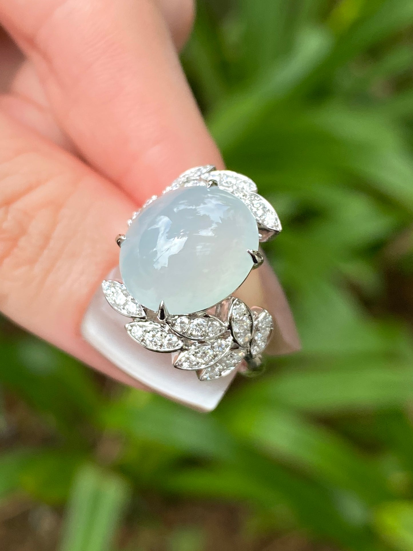 Natural Type A Icy Jadeite Ring