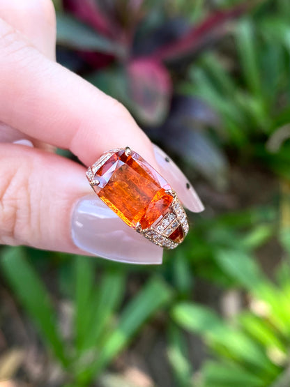 Natural Mandarin Garnet 6.07ct Ring