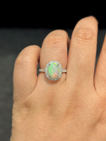 Natural Opal 1.69ct Ring Set With Natural Diamonds In 18K White Gold Gemstone Fine Jewellery Singapore