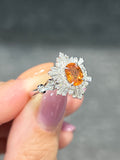 Natural Mandarin Garnet 1.26ct Ring Set With Natural Diamonds in 18K White Gold Gemstone Fine Jewellery Singapore