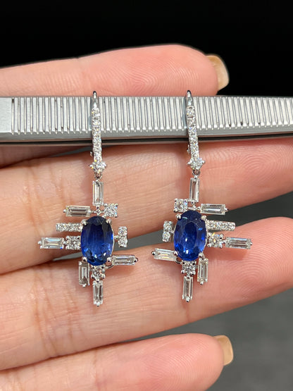 Natural Blue Sapphire Earrings 2.72ct