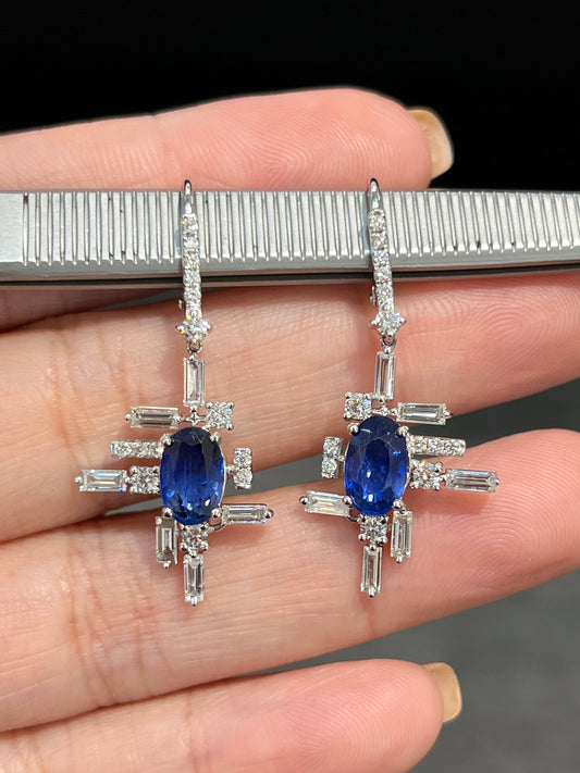 Natural Blue Sapphire Earrings 2.72ct