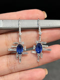 Natural Blue Sapphire Earrings 2.72ct Set With Natural Diamonds In 18K White Gold Singapore Gemstone Fine Jewellery