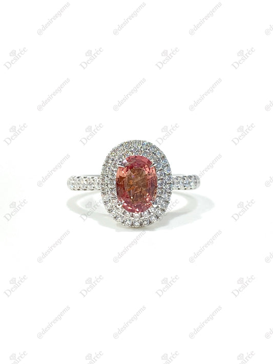 Natural Unheated Padparadscha Sapphire 1.02ct Ring