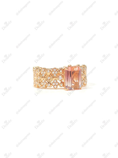Natural Bi-color Tourmaline 1.82ct Ring