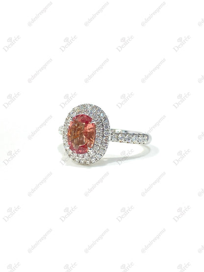 Natural Unheated Padparadscha Sapphire 1.02ct Ring