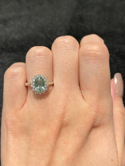 Natural Bluish Green Sapphire Ring 2.01ct
