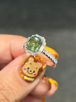 Natural Unheated Green Sapphire Ring 2.12ct Set With Natural Diamonds In 18K White Gold Gemstone Fine Jewellery Singapore