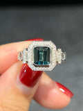 Natural Indicolite Blue Tourmaline 2.20ct Unisex Ring Set With Natural Diamonds In 18K White Gold Singapore Gemstone Fine Jewellery