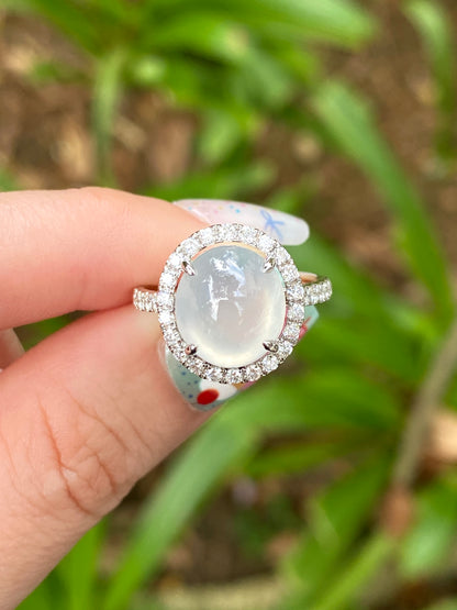 Natural Type A Icy Jadeite Ring