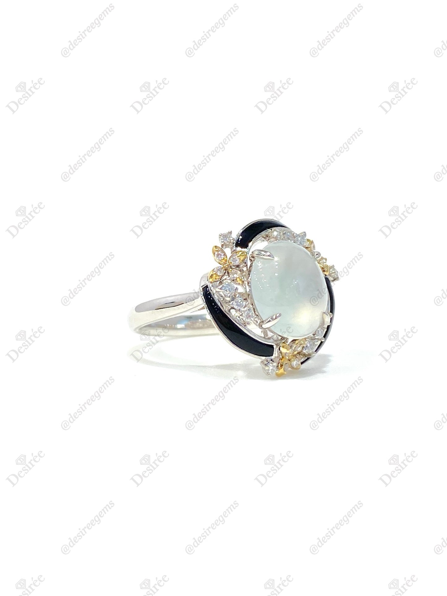 Natural Type A Icy Jadeite Ring