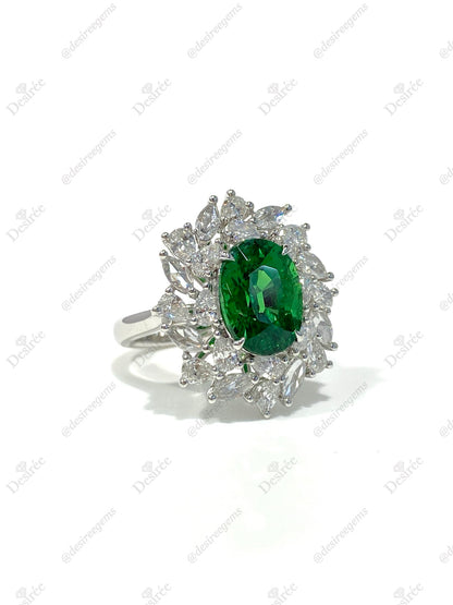 Natural Green Garnet 4.08ct Ring