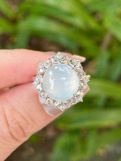 Natural Type A Icy Jadeite Ring