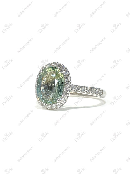 Natural Unheated Bluish Green Sapphire Ring 2.21ct