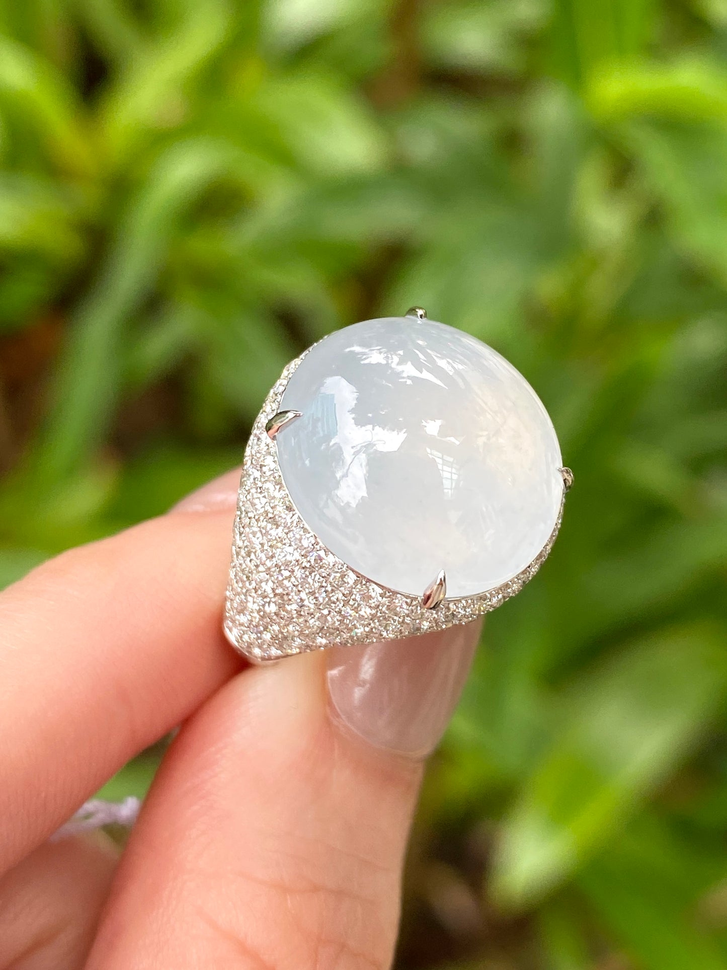 Natural Type A Icy Jadeite Ring