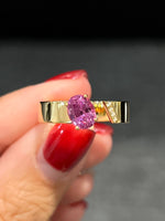 Natural Pink Sapphire 1.52ct Ring Set With Natural Diamond In 18K Yellow Gold Singapore Gemstone Fine Jewellery