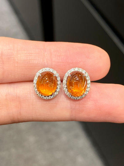 Natural Mandarin Garnet 5.51ct Earrings