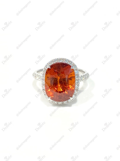 Natural Mandarin Garnet 7.48ct Ring