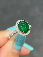 Natural Green Garnet Tsavorite 3.30ct Ring set with Natural Diamonds In 18K White Gold Singapore Gemstone Fine Jewelry