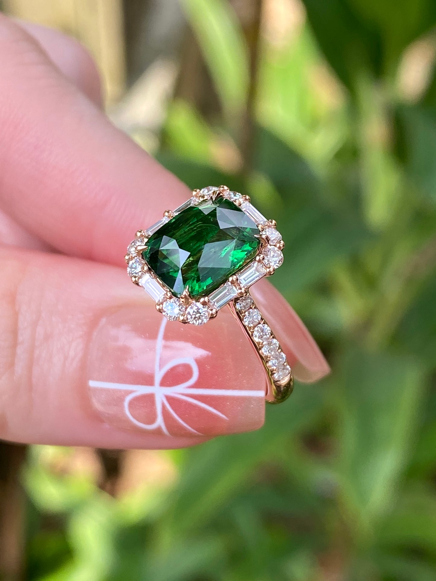 Natural Green Garnet 3.08ct Ring